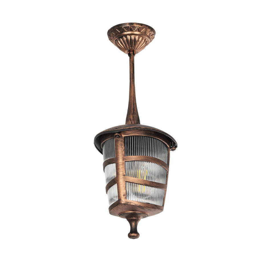 GLOBOSTAR® ZARDIN 203-0224 Vintage Φωτιστικό Οροφής με Ντουί 1 x E27 AC 220-240V IP44 - Χάλκινο - Μ17 x Π17 x Υ42cm