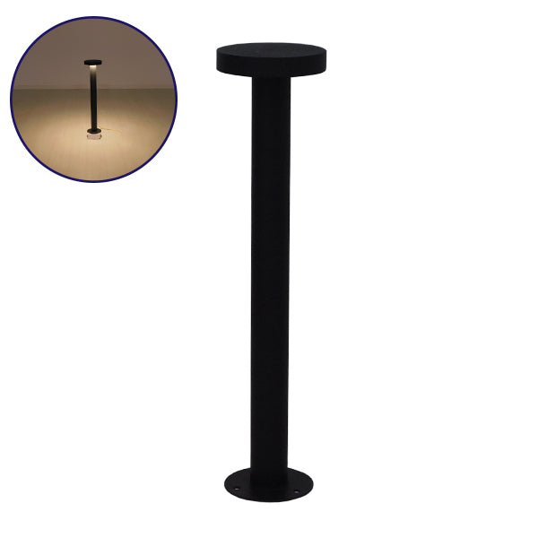 GLOBOSTAR® KIPASIO 12136 Φωτιστικό Κολωνάκι Κήπου LED 15W 1500lm 60° AC 220-240V Αδιάβροχο IP65 Θερμό Λευκό 2700K - Γκρι Ανθρακί - Μ14 x Π14 x Υ59cm - 3 Χρόνια Εγγύηση