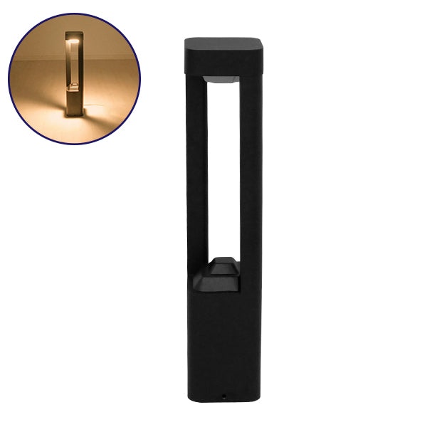 GLOBOSTAR® ΜΟΝΕΒΟΟ 12139 Φωτιστικό Κολωνάκι Κήπου LED 15W 1500lm 60° AC 220-240V Αδιάβροχο IP65 Θερμό Λευκό 2700K - Γκρι Ανθρακί - Μ12 x Π12 x Υ58cm - 3 Χρόνια Εγγύηση