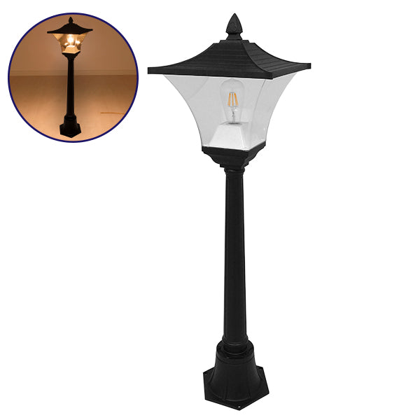 GLOBOSTAR® PALASO 12148 Φωτιστικό Κολωνάκι Κήπου με Ντουί 1 x E27 120° AC 220-240V Αδιάβροχο IP65 - Γκρι Ανθρακί - Μ32 x Π32 x Υ109cm