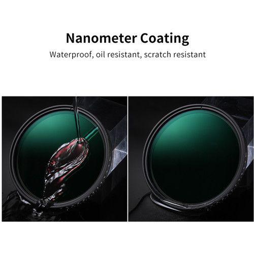 K&F Concept 37mm Variable Fader NDX ND8-ND2000 Waterproof Anti-Scratch Green Coated Slim Filter