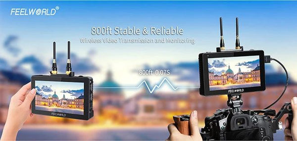 FeelWorld FR6+FT6 Two 5.5" On-Camera Monitors With Wireless Transmitter & Receiver System