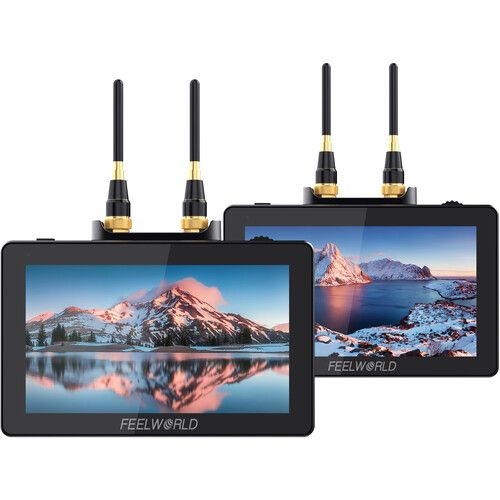 FeelWorld FR6+FT6 Two 5.5" On-Camera Monitors With Wireless Transmitter & Receiver System