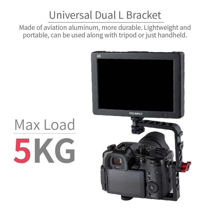 Feelworld Universal Camera L Bracket Cage Mount, Tilt Arm for 7'' Monitor(Lbracketarm)