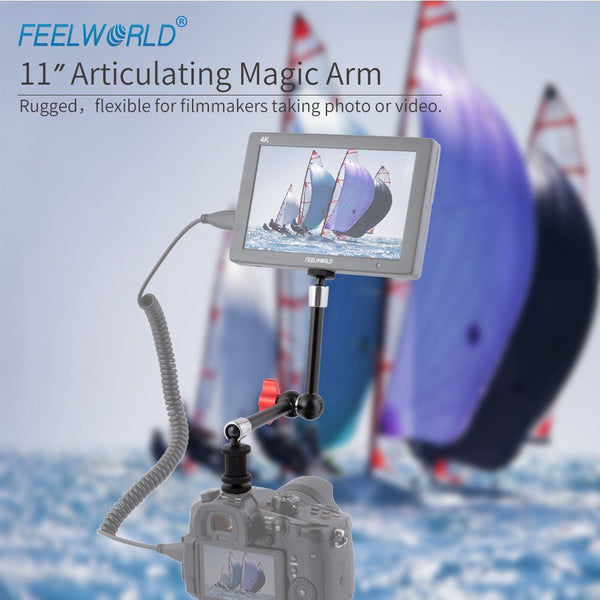 Feelworld 11" Rugged Articulating Magic Arm with 1/4" Thread Screw for DSLR On Camera Field Monitor, Gimbal Stabilizer, LED Lights, Camera Rig, Flash Lights, Microphones (MagicArm11)