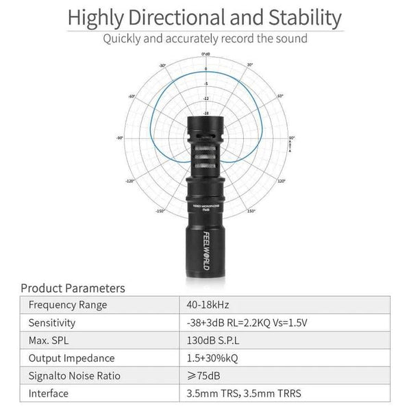 Feelworld FM8 Universal Compact Video Microphone For Filmaking Vlogging Music Live Streaming