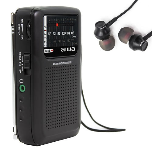 Aiwa Pocket Radio With Earphones Black