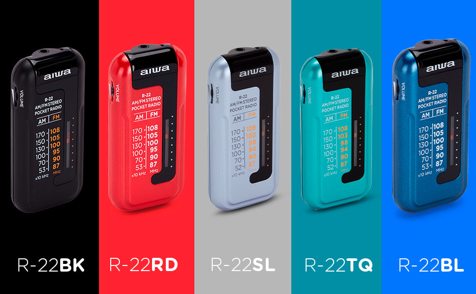 Aiwa Mini Pocket Radio With Earphones Silver