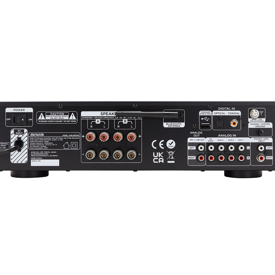Aiwa Stereo Amplifier Bt With Dab+/Fm Rms 200 W Black