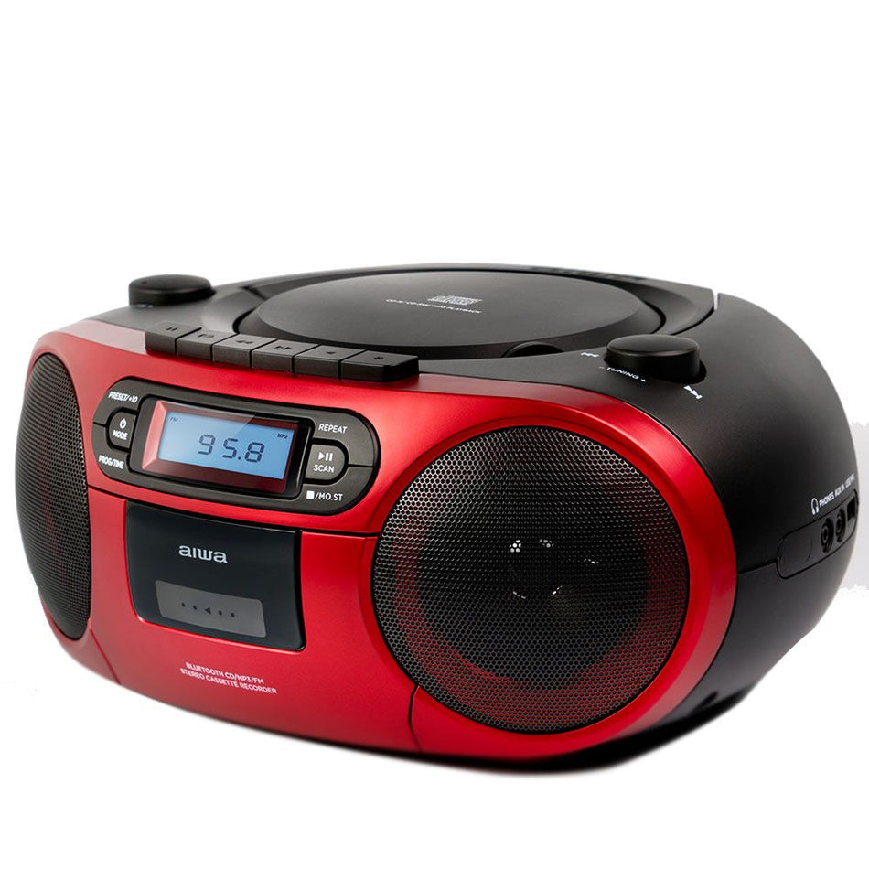 Aiwa Portable Cd/Mp3/Usb/Tape/Bt With Fm Pll Radio Red