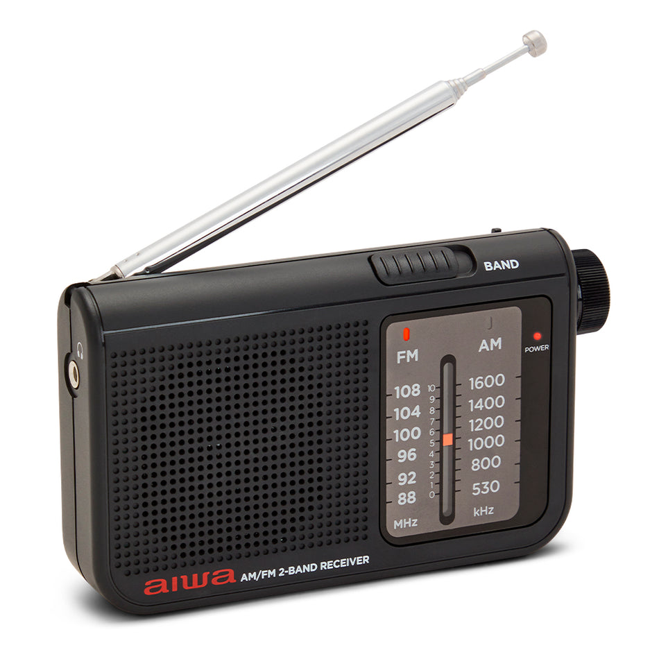 Aiwa Pocket Am/Fm Radio With Dual Analog Tuner Black