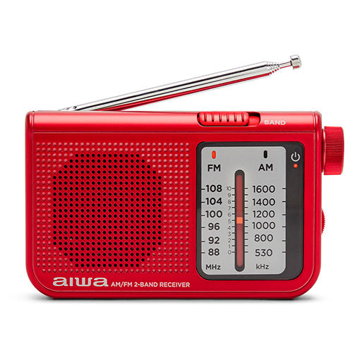 Aiwa Pocket Am/Fm Radio With Dual Analog Tuner Red