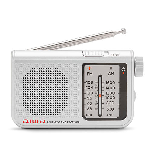 Aiwa Pocket Am/Fm Radio With Dual Analog Tuner Silver