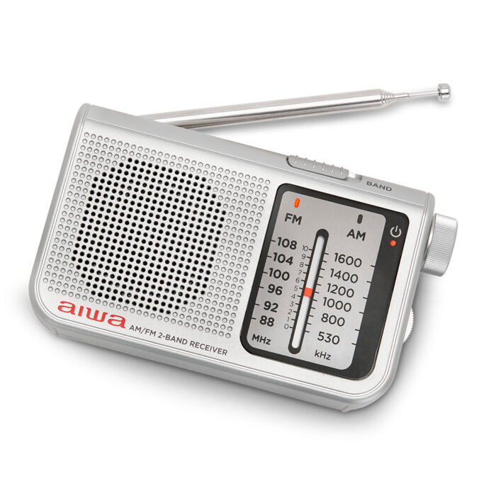 Aiwa Pocket Am/Fm Radio With Dual Analog Tuner Silver