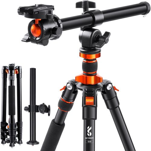 K&F Concept SA210 Overhead Camera Travel Tripod With Magnesium Alloy Rotatable Multi-Angle Center Column (KF09.087V6)