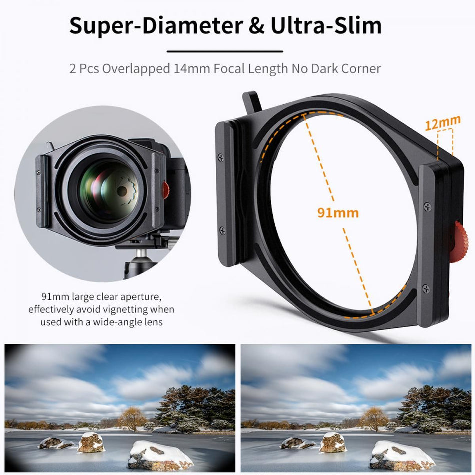 K&F Concept Square Filter Holder System Pro Kit (Filter Holder + 95mm CPL + Square GND8 Filter + ND1000 (10 Stop) + 4 Filter Adapter Rings(SKU.1808)