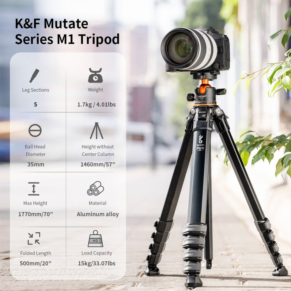 K&F Concept SP4022M1 Compact Travel Tripod Aluminium with KF35 ball head (KF09.105)