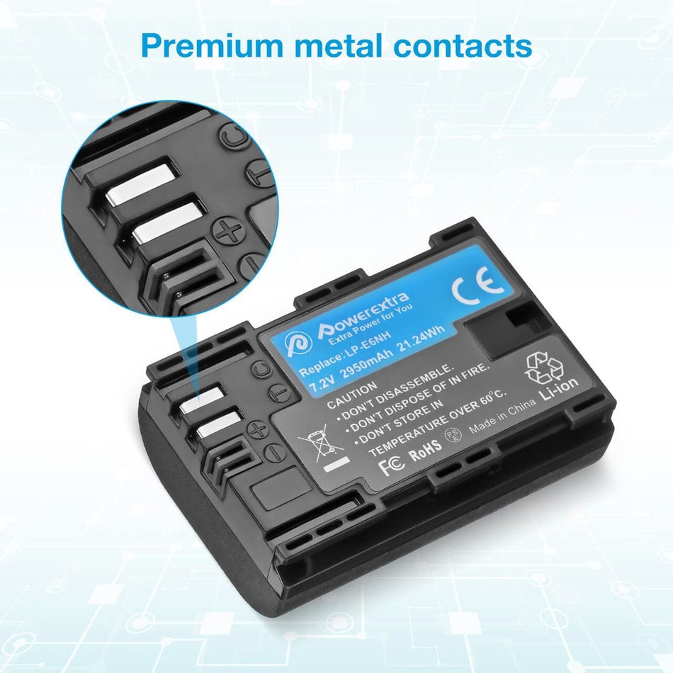 Powerextra CN-LPE6NH Replacement Battery For Canon LP-E6NH 2950mAh Li-ion