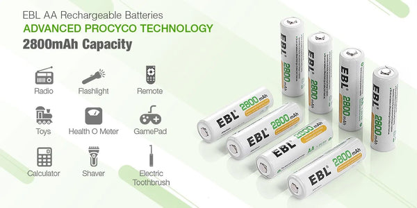 EBL AA Ni-MH Επαναφορτιζόμενες Μπαταρίες 2800mAh 1.2V 4τμχ