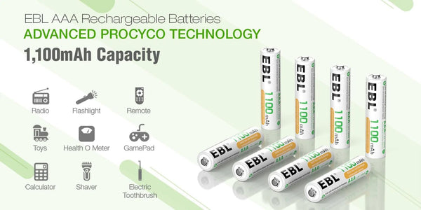 EBL AAA Ni-MH Επαναφορτιζόμενες Μπαταρίες 1100mAh 1.2V 4τμχ