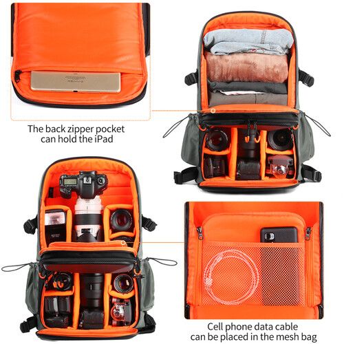 K&F Concept KF13.107 Professional Camera Backpack with Tripod Holder and Waterproof Rain Cover