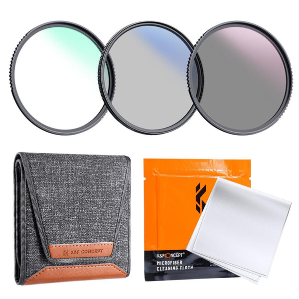 K&F Concept 37mm MCUV+CPL+ND4 Lens Filter Kit with Lens Cleaning Cloth and Filter Bag