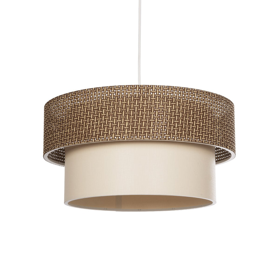 GLOBOSTAR® LIVA 203-0175 Μοντέρνο Κρεμαστό Φωτιστικό Οροφής με Ντουί 1 x E27 AC 220-240V IP20 - Καφέ & Μπεζ - Μ38 x Π38 x Υ30cm