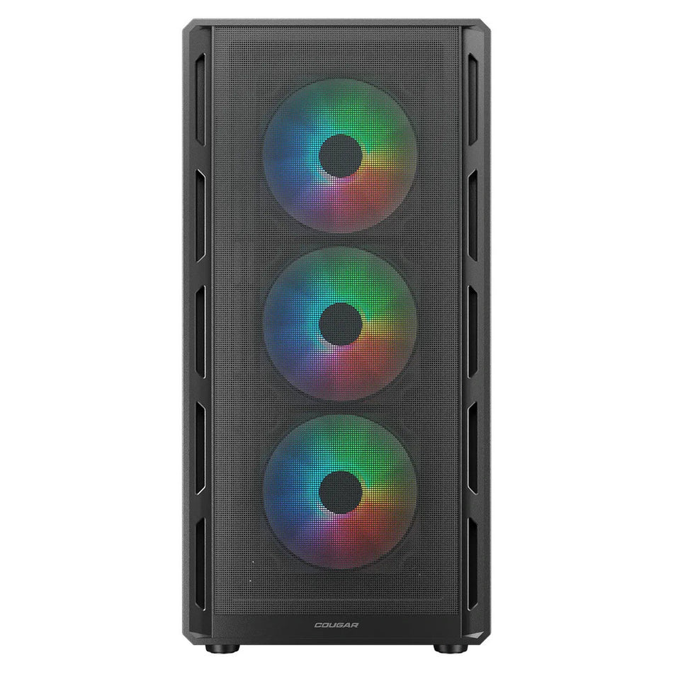 Boîtier CC-COUGAR AIRFACE PURE RGB en verre trempé, format moyen ATX, noir (4 ventilateurs RGB 120 mm préinstallés)