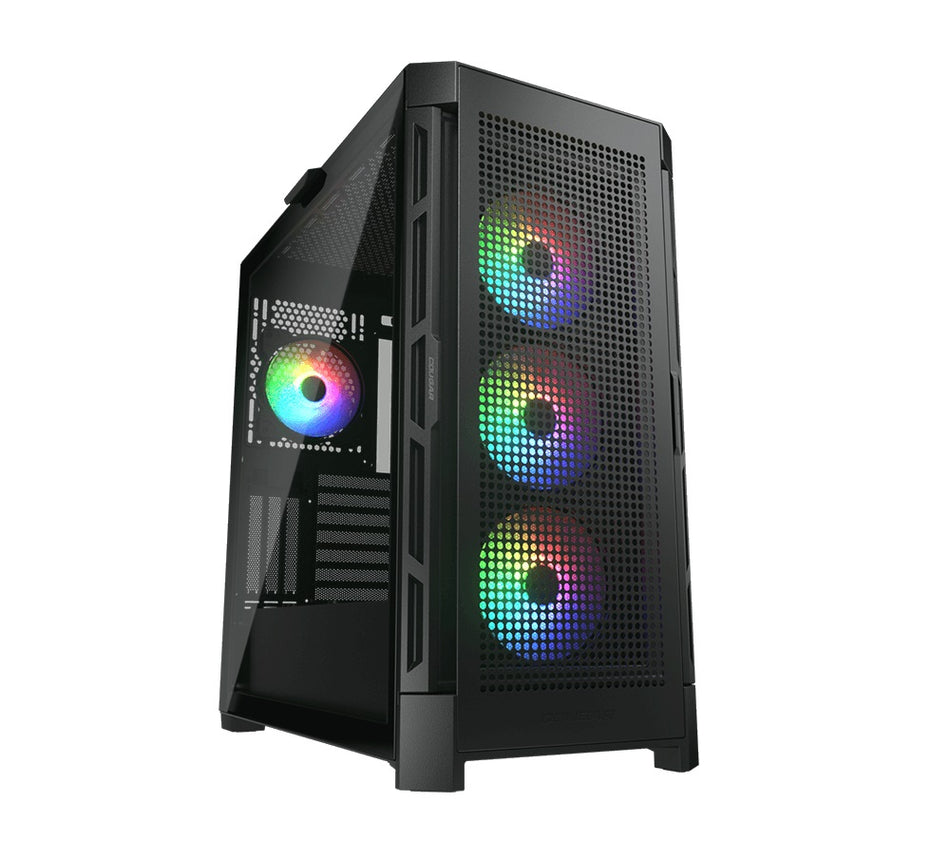 CC-COUGAR Case DUOFACE PRO RGB Tempered Glass MiddlePlus ATX Black (4x120mm ARGB fans preinstalled, 2 Front Panels)