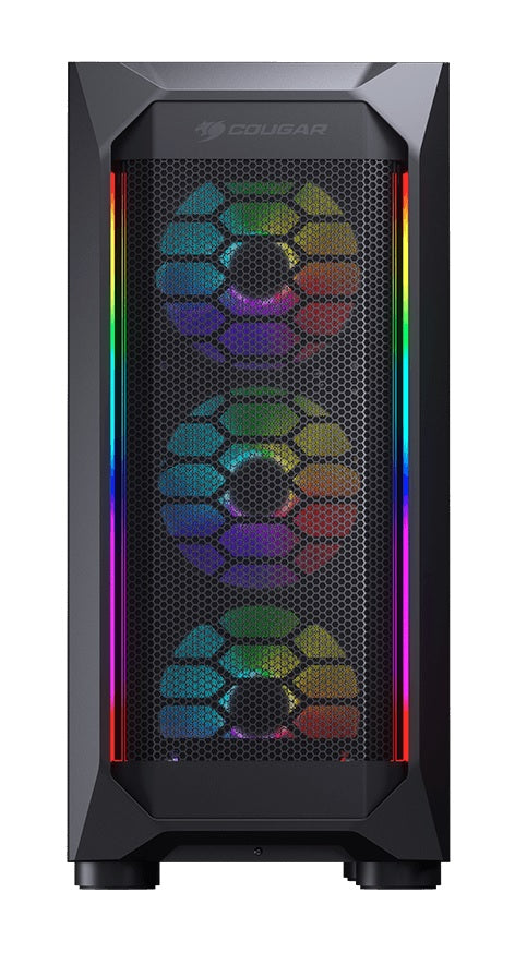 CC-COUGAR Case MX410 Mesh-G RGB Tempered Glass Midi-ATX Schwarz (4x120mm RGB-Lüfter vorinstalliert)