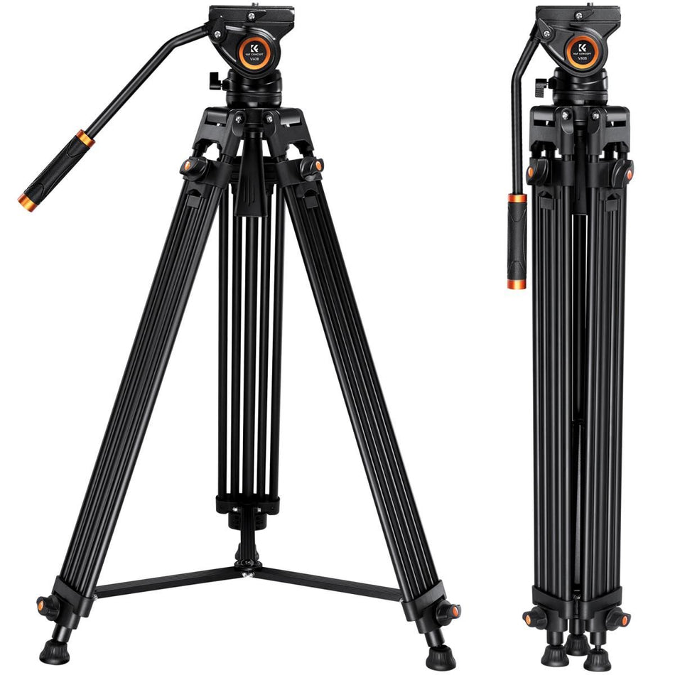 K&F Concept VA18+ VH081 Professional Heavy Duty Video Aluminum Tripod with Fluid Head (KF09.121)