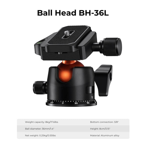 K&F Concept K254C2+BH-36L X-Series Carbon Fiber Tripod with Ball Head (KF09.123)