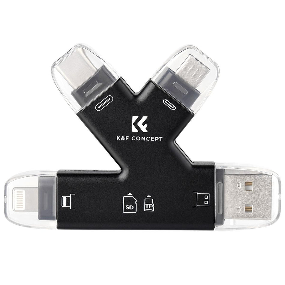 K&amp;F Concept 4-in-1 SD- und MicroSD-Kartenleser, für iPhone/iPad/Android/Mac/Computer/Kamera (KF42.0006)