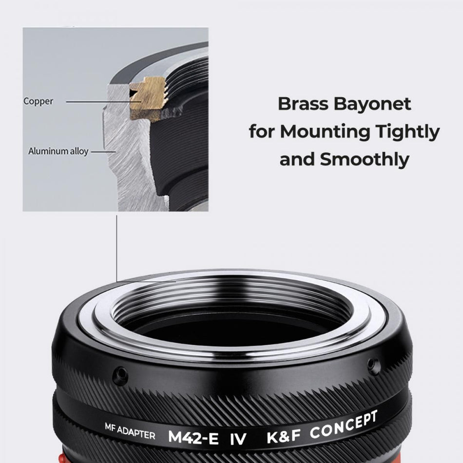 K&F Concept M42 Lens to Sony E Camera Mount Adapter, Manual Focus (KF06.498)