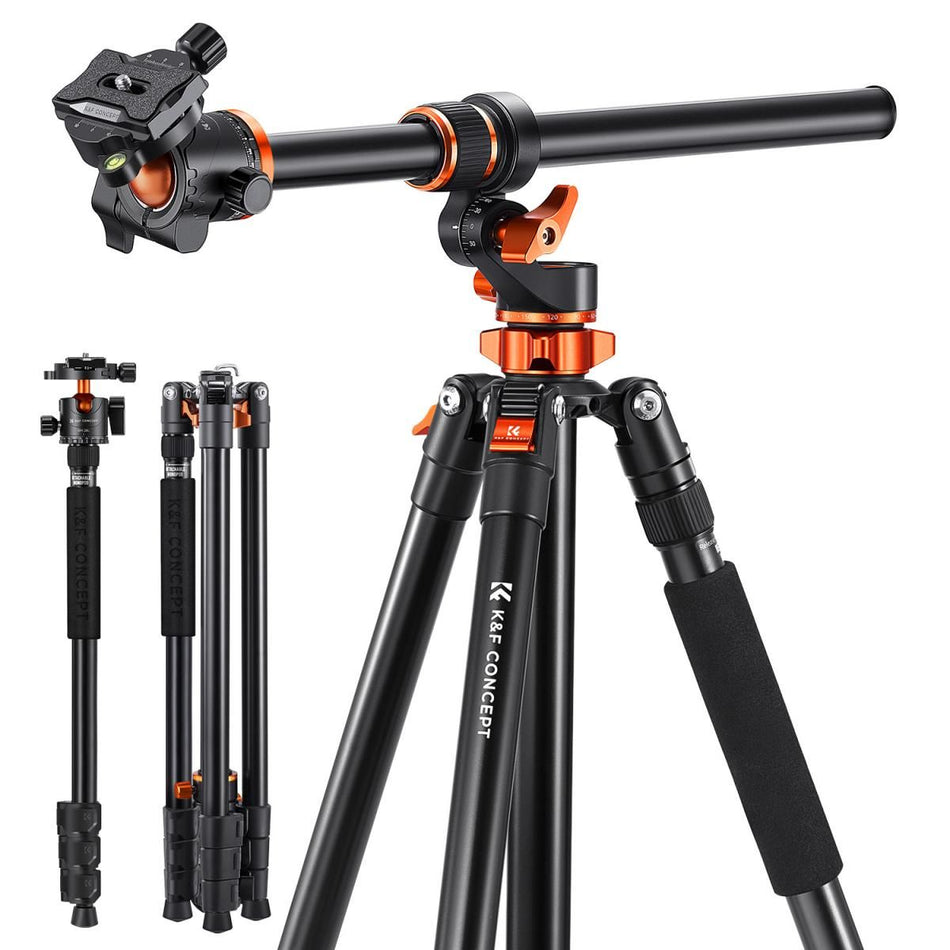 K&F Concept T254A7+BH-28L Magnesium Aluminum Tripod, Rotatable Multi-Angle Center & Detachable Monopod (KF09.119)