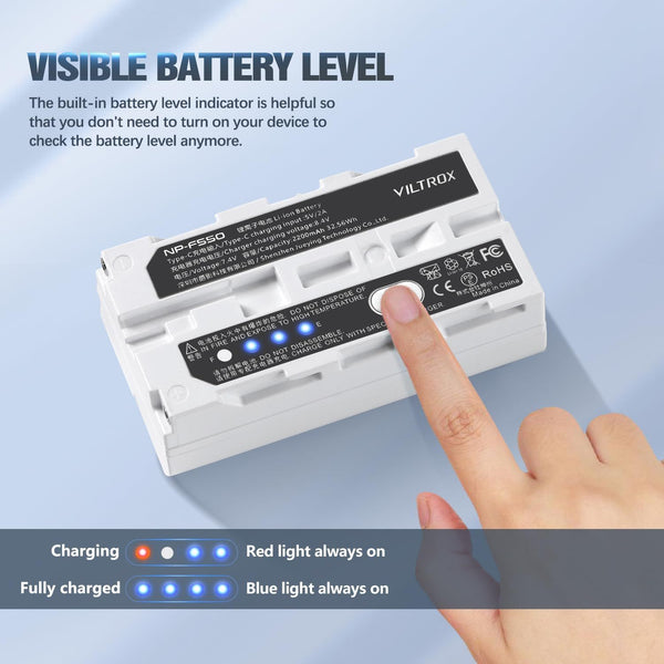 Viltrox NP-F550 Battery 2200mAh with USB-C Charging Port