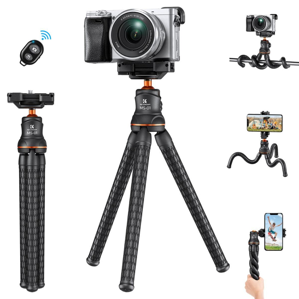 K&F Concept MS01 Mini Flexible Tripod For Cameras, Action Cameras, Phone with Bluetooth Remote Control (KF09.129)