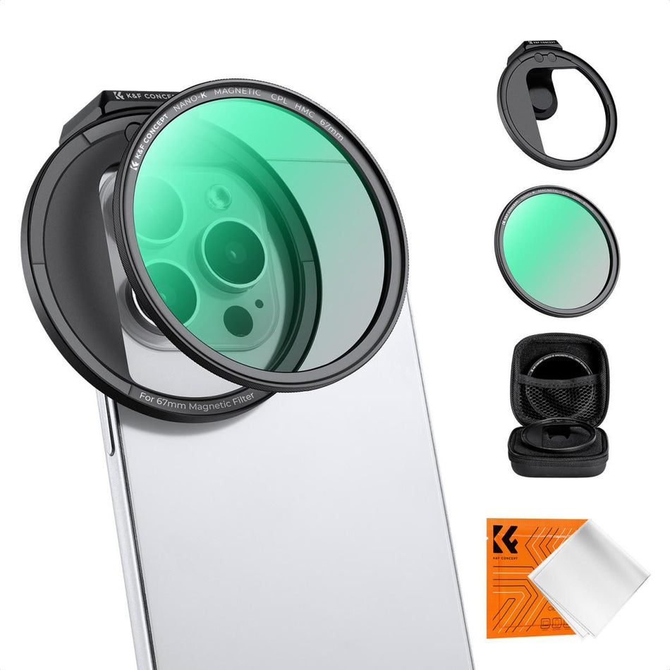 K&F Concept 67mm Clip-On Magnetic CPL Filter Kit For Mobile Phones KF01.2673