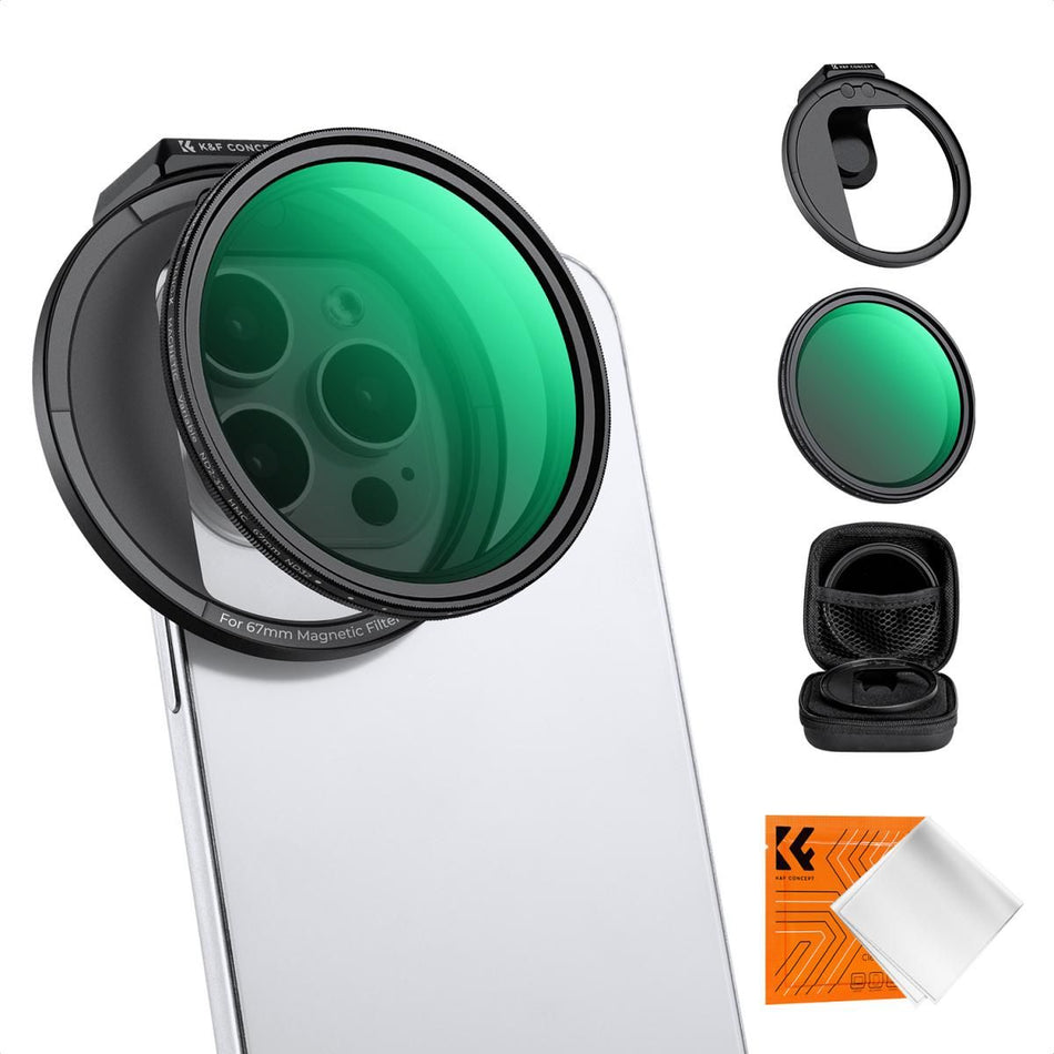 K&F Concept 67mm Clip-On Magnetic ND2-32 Filter (1-5 Stop) Kit For Mobile Phones KF01.2674