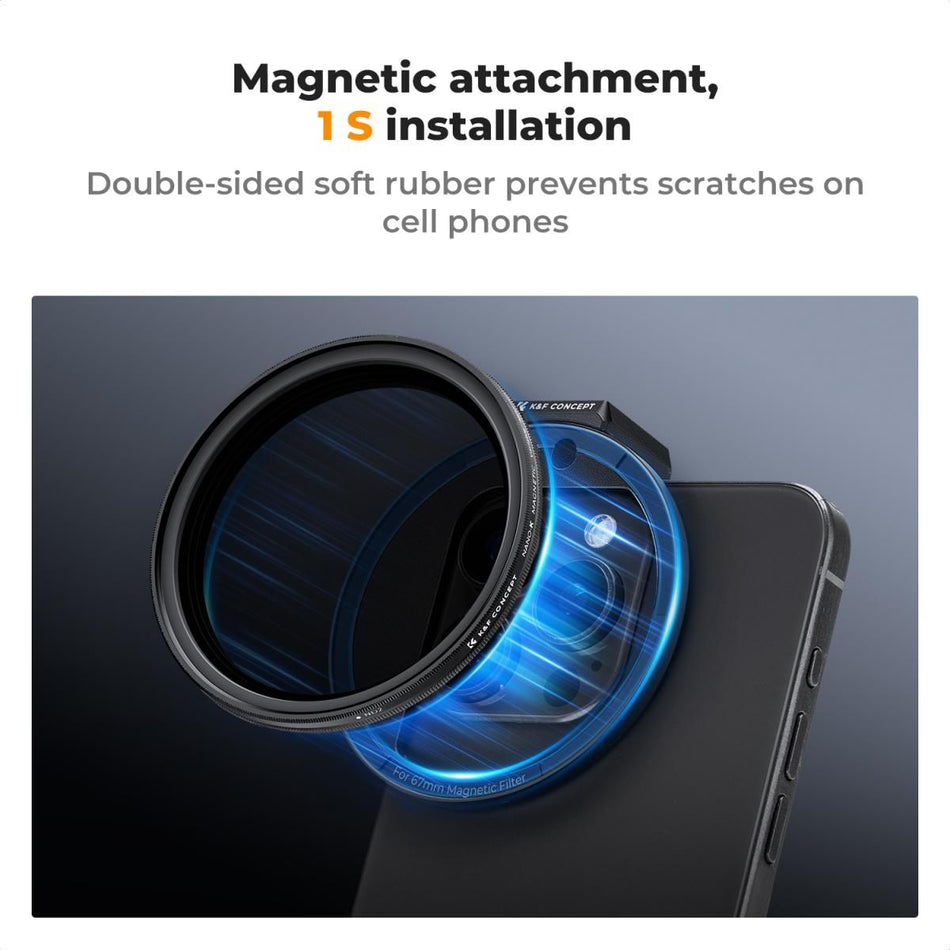K&F Concept 67mm Clip-On Magnetic ND2-32 Filter (1-5 Stop) Kit For Mobile Phones KF01.2674