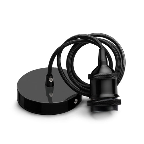 ΑΝΑΡΤΗΣΗ ΚΑΙ ΡΟΖΕΤΑ ΑΝΘΡΑΚΙ ΡΕΤΡΟ Ε27 ΜΕ ΚΑΛΩΔΙΟ 3Χ0.75mm