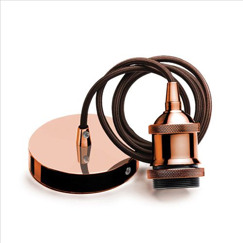 ΑΝΑΡΤΗΣΗ ΚΑΙ ΡΟΖΕΤΑ ΧΑΛΚΟΣ ΓΥΑΛΙΣΤΕΡΟ ΡΕΤΡΟ Ε27 ΜΕ ΚΑΛΩΔΙΟ 3Χ0.75mm