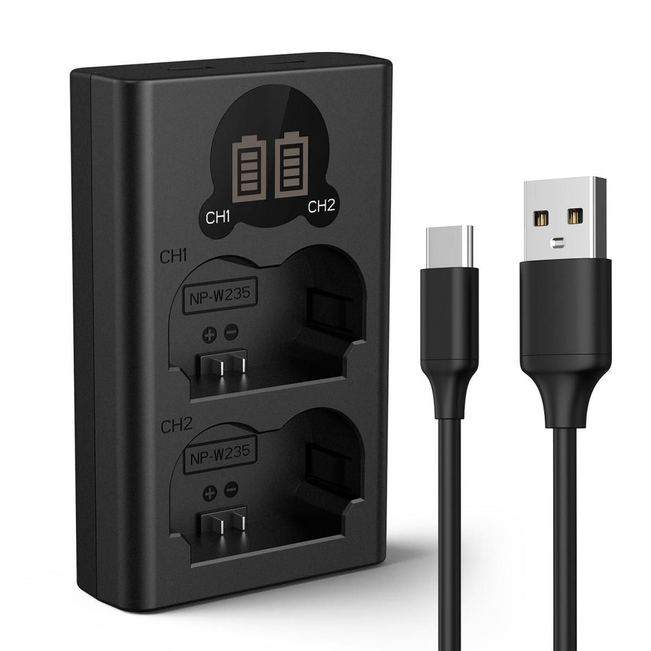 K&F Concept NP-W235 Dual Slot Battery Fast Charger with LCD Screen, Compatible with Fujifilm (KF28.0019V1)