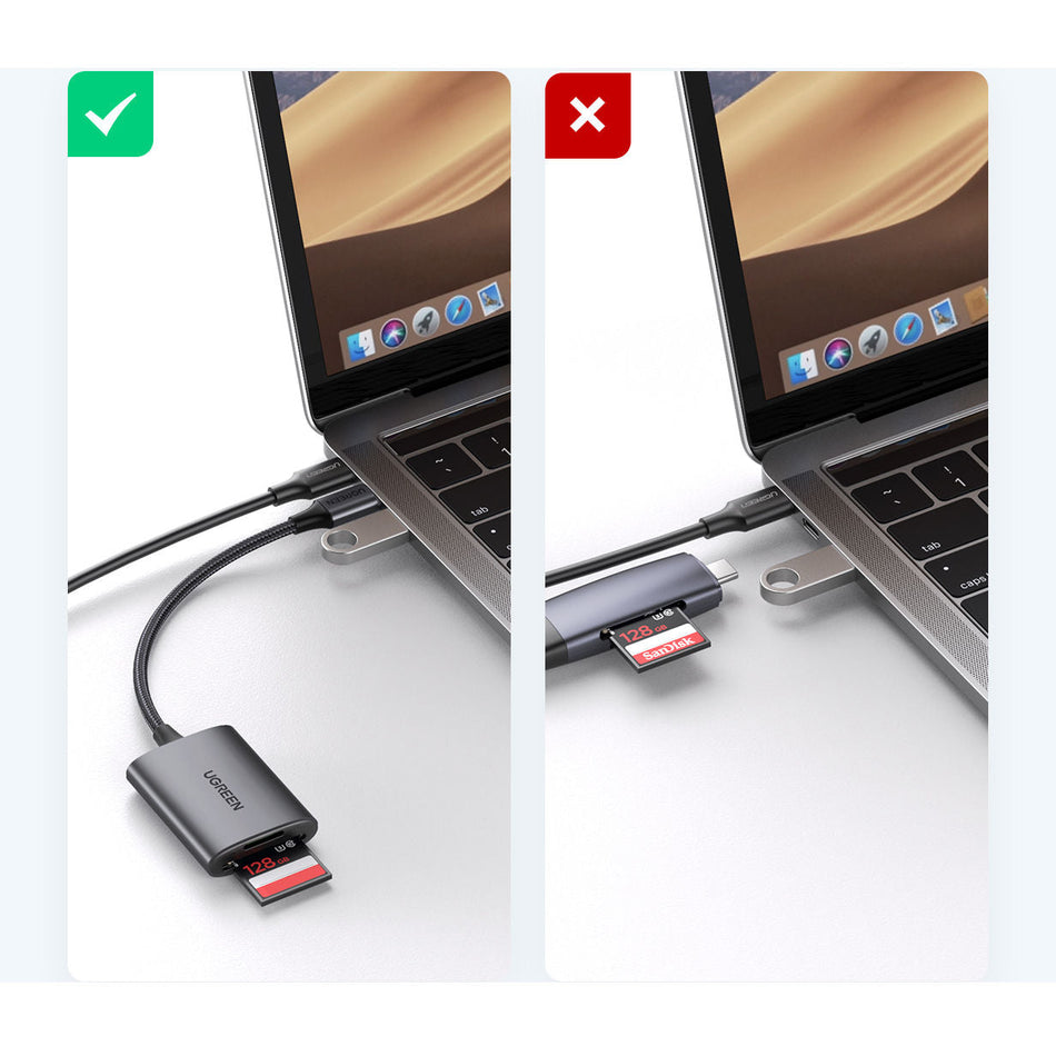 Ugreen CM401 USB C 5Gb/s SD/TF Card Reader - Gray
