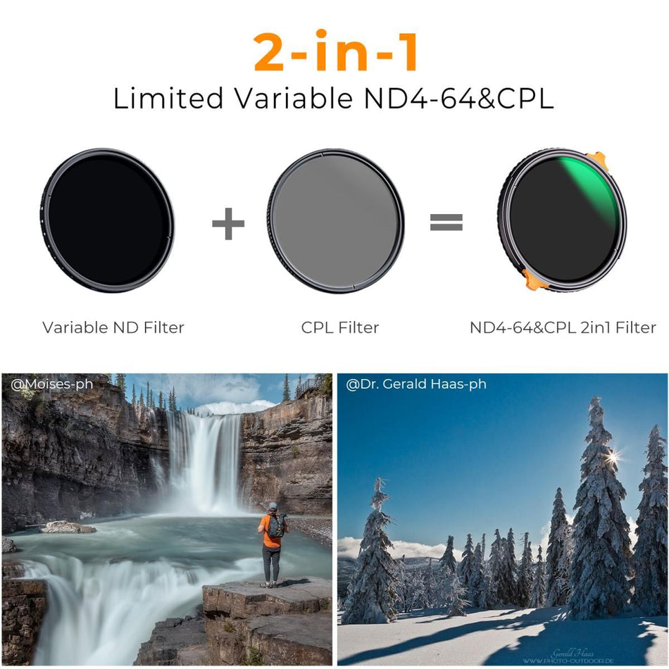 K&F Concept 82mm Nano-X Variable ND4-ND64 and Circular Polarizing Filter (KF01.1918)