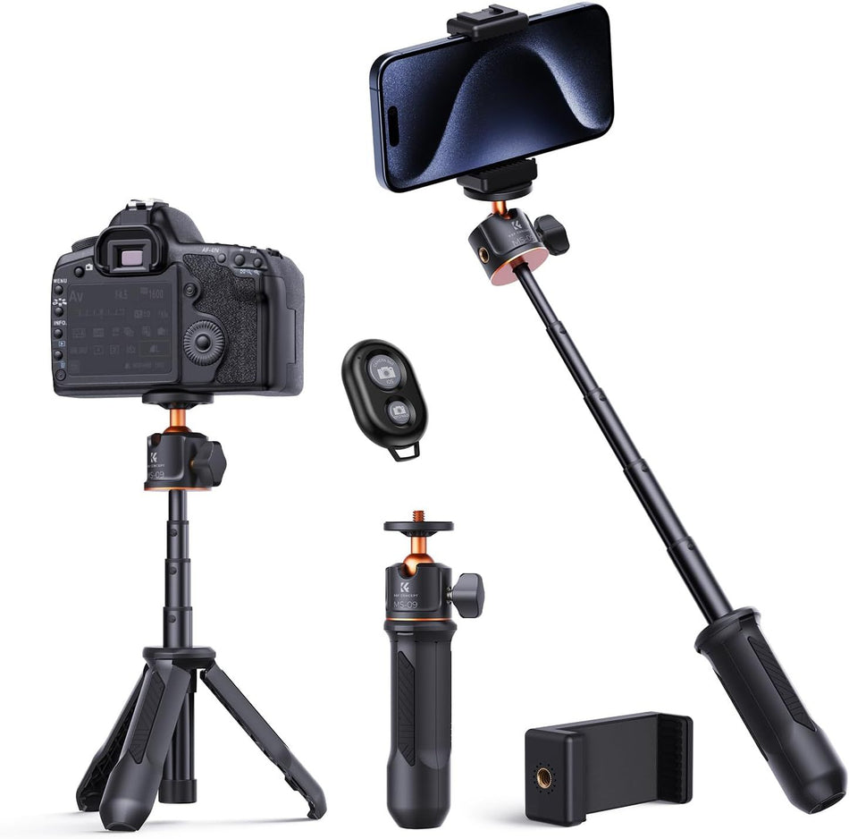 K&F Concept MS09 Selfie and Extention Deskop Tripod with Bluetooth Remote Control (KF09.128V3)
