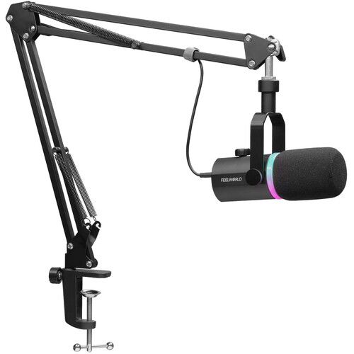 Feelworld PM1-AS Dynamic XLR/USB Microphone with Boom Arm Stand Black