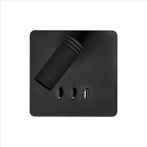 ΑΠΛΙΚΑ ΤΕΤΡΑΓΩΝΗ ΚΡΥΦΟ ΦΩΤ LED & USB 3W & 8W 3000k ΜΑΥΡΟ BEDSIDE