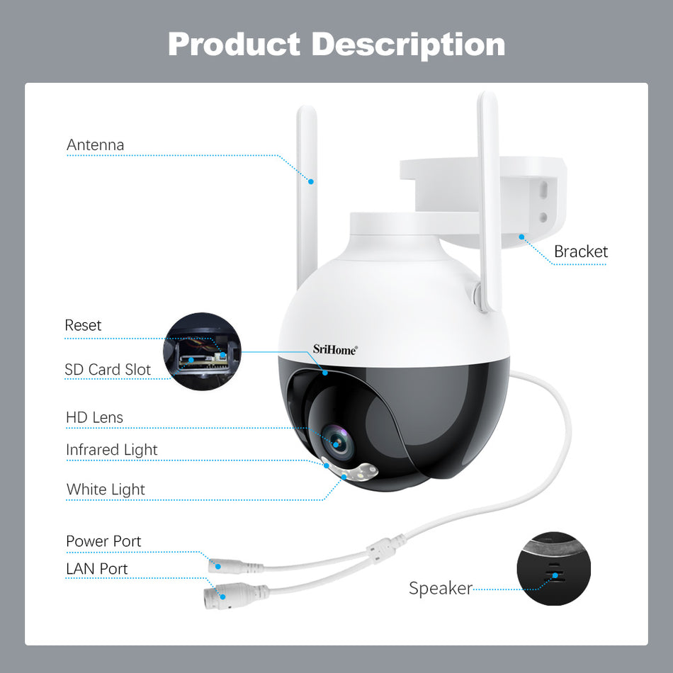 Srihome Ptz Wifi Camera 2 Mp