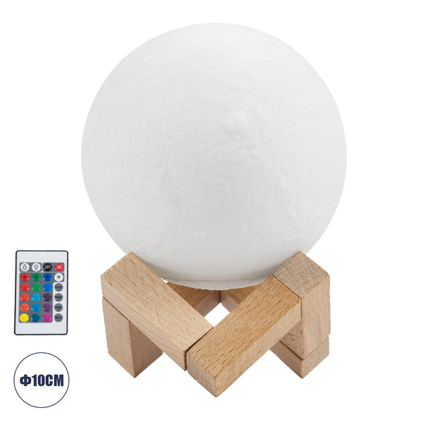 MOON 79618 Moderne Tischleuchte, tragbar, LED, 2 W, 120 lm, 360°, DC 5 V – Beleuchtung per Fernbedienung und Touch schalten – dimmbar – RGBW – Φ10 x H13,5 – Weiß